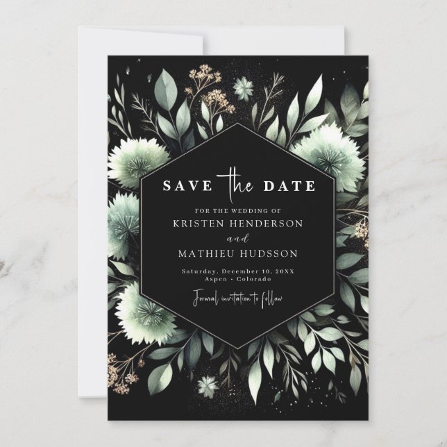 Save The Date Chic Floral Classic Sage Green Mariage (Devant)