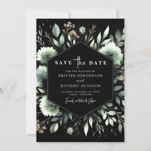 Save The Date Chic Floral Classic Sage Green Mariage