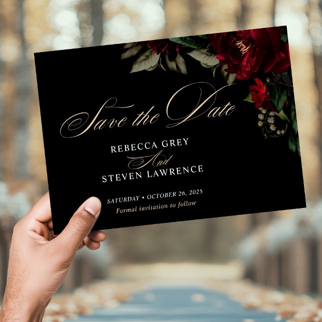 Save The Date Chic gothique rouge vert rouge moody mariage (Créateur téléchargé)