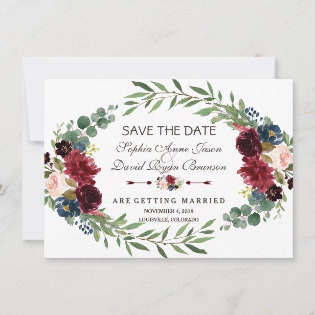Save The Date Chic Lavender Marine Bleu Floral Bloom Enregistrer (Devant)