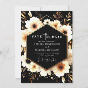 Save The Date Chic Lovely Gold et Mariage noir