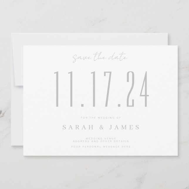 Save The Date Chic Mariage Date Non Photo Enregistrer La Date (Devant)