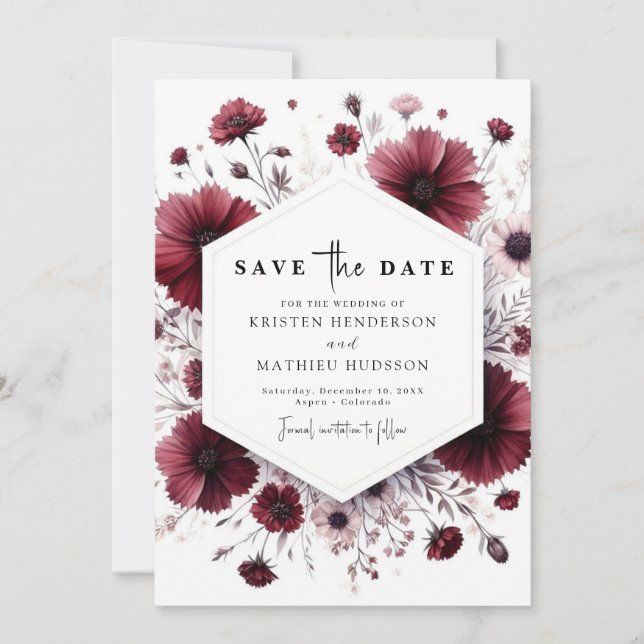 Save The Date Chic minimaliste Mariage Bourgogne (Devant)