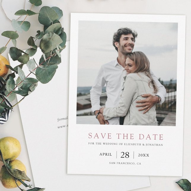 Save The Date Chic Modern Rose Gold Photo Wedding Enregistrer la (Créateur téléchargé)