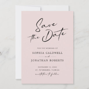 Save The Date Chic Moderne Calligraphie Blush Rose Simple Mariag