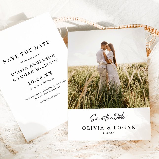 Save The Date Chic Moderne Écriture Photo Mariage Enregistrer La (Créateur téléchargé)