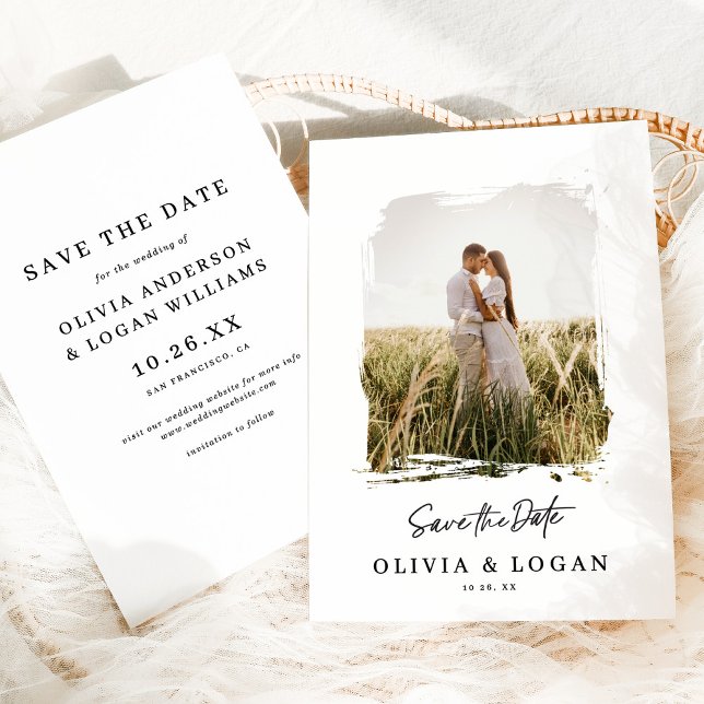 Save The Date Chic Moderne Écriture Photo Mariage Enregistrer La (Créateur téléchargé)