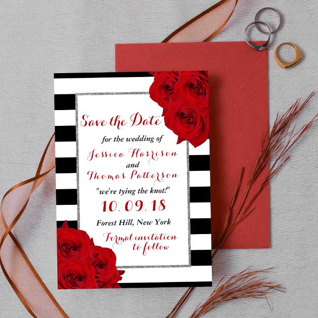 Save The Date Chic Moderne Luxe Mariage Collection - Roses rouge (Créateur téléchargé)