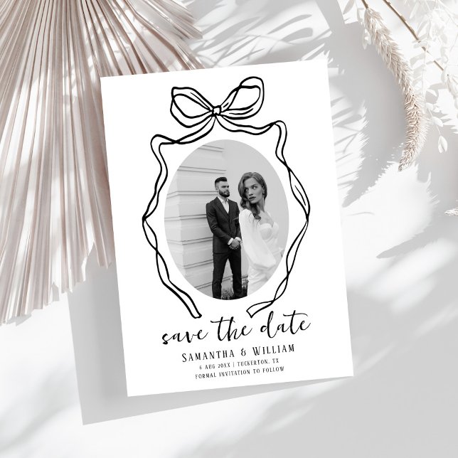 Save The Date Chic moderne main tiré Bow Mariage Whimsical (Créateur téléchargé)