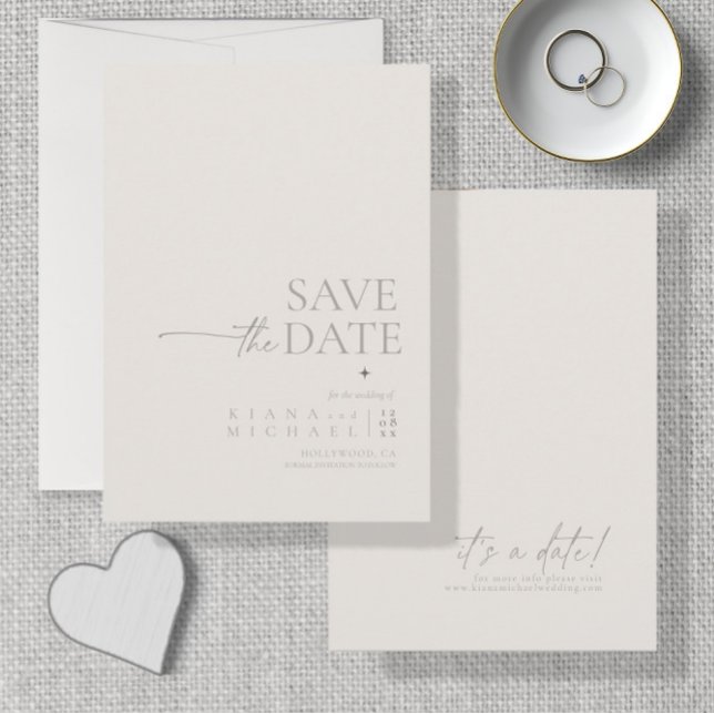 Save The Date Chic Neutrals Mariage Bone Blanc Vert ID1020 (Créateur téléchargé)