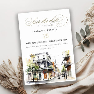 Save The Date Chic New Orleans Louisiana Mariage aquarelle