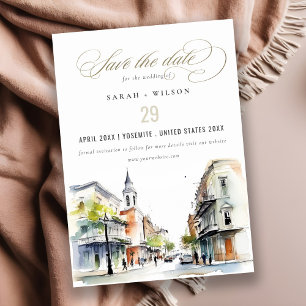 Save The Date Chic New Orleans Louisiana Mariage aquarelle