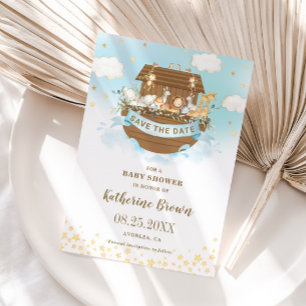 Save The Date Chic Noah's Ark Cute Animals Baby shower garçon