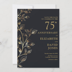 Save The Date Chic or floral doré 75e anniversaire de mariage