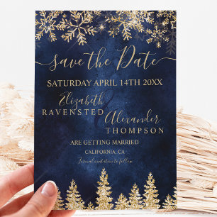 Save The Date Chic or neigeux marine Noël enregistrer la date