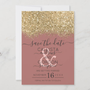 Save The Date Chic Or Poussière Rose Pailleté Confettis Mariage