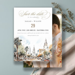 Save The Date Chic Orlando Floride Skyline Mariage d'aquarelle