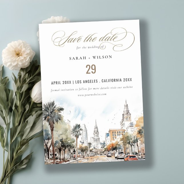 Save The Date Chic Orlando Floride Skyline Mariage d'aquarelle (Créateur téléchargé)