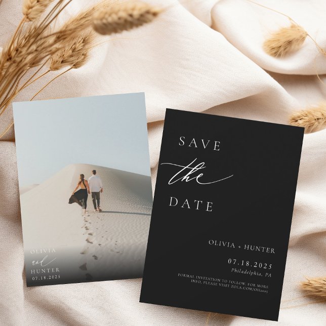 Save The Date Chic Photo moderne Mariage noir & blanc (Créateur téléchargé)