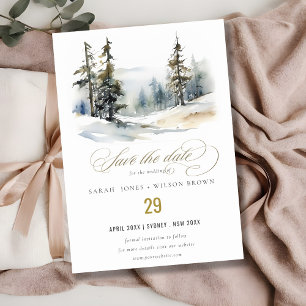 Save The Date Chic Pine d'hiver Mariage paysage neige