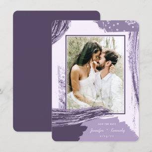 Save The Date Chic Purple Abstrait Peinture Brush Strokes Photo
