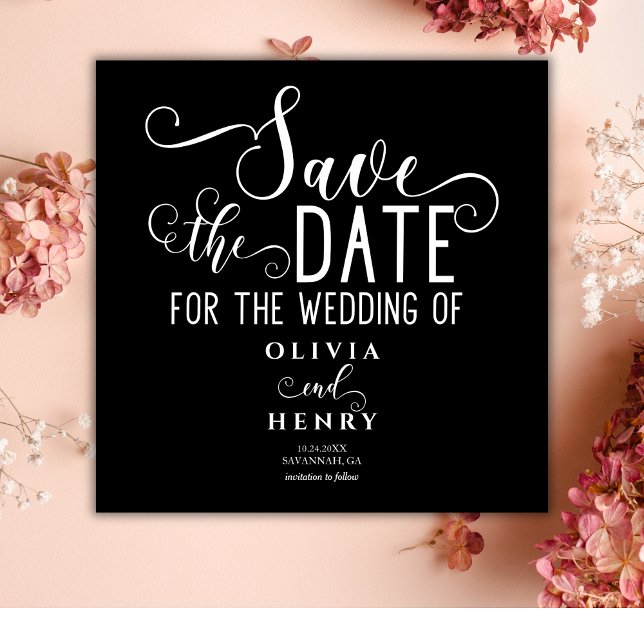 Save The Date Chic romantique Calligrphy Noir gothique (Créateur téléchargé)