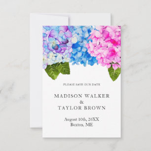 Save The Date Chic rose bleu aquarelle Floral Hydrangea Mariage