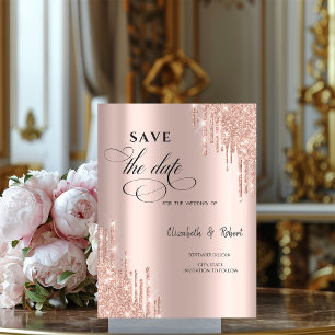 Save The Date Chic Rose Gold Parties scintillant Drives Enregist