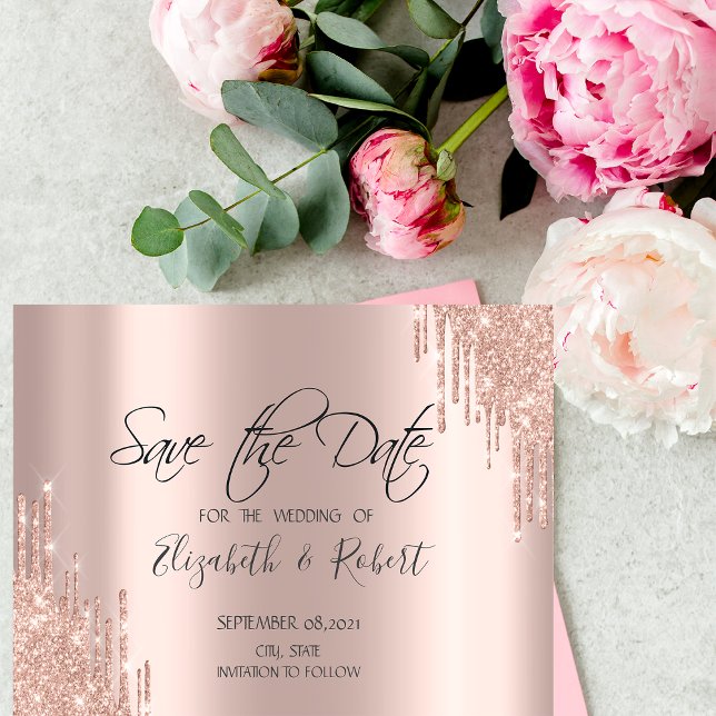 Save The Date Chic Rose Gold Parties scintillant Drives Enregist (Créateur téléchargé)