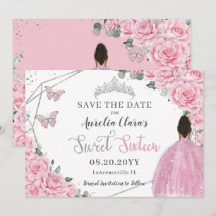 Save The Date Chic rose Sweet sixteen Floral Brown Princesse