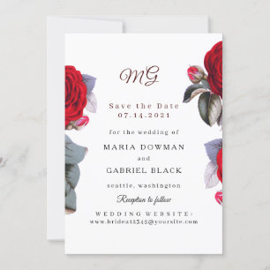 Save The Date Chic rouge Bourgogne rose. Blossom Nature Mariage