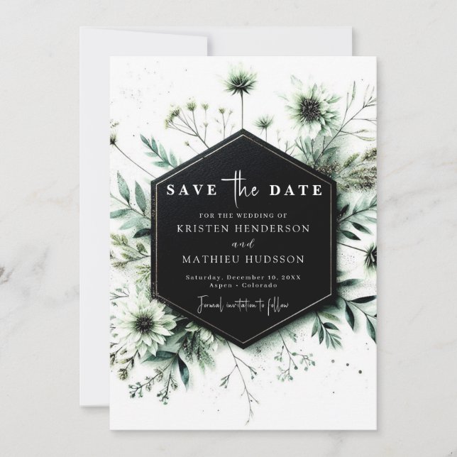 Save The Date Chic rustique romantique Sage Mariage vert (Devant)