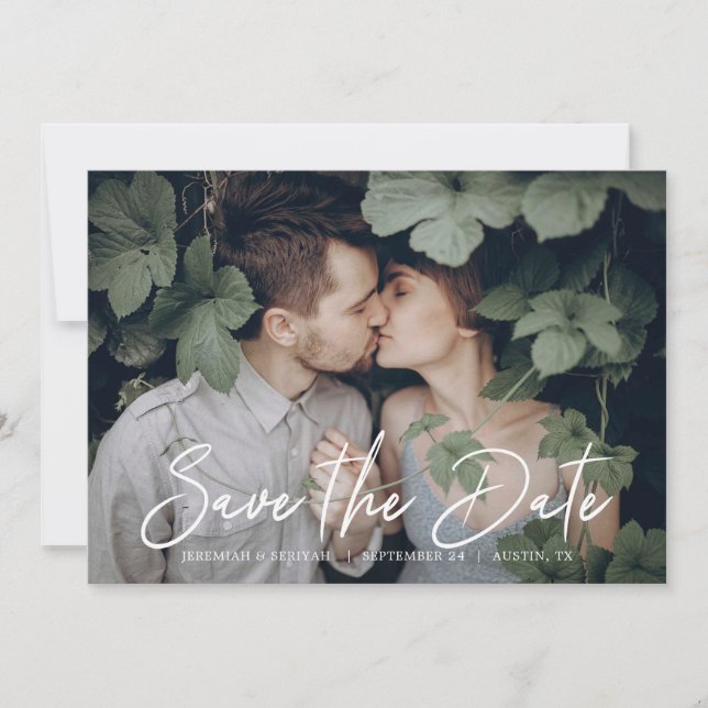Save The Date Chic Script Faire part de photo (Devant)