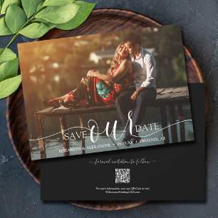 Save The Date Chic Script QR Code Mariage photo