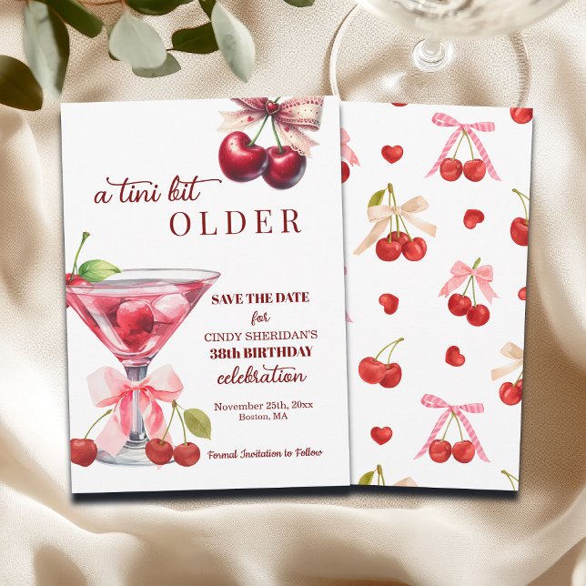 Save The Date Chic Un Peu Plus Âgé Cherry Martini 38e Anniversai (Créateur téléchargé)