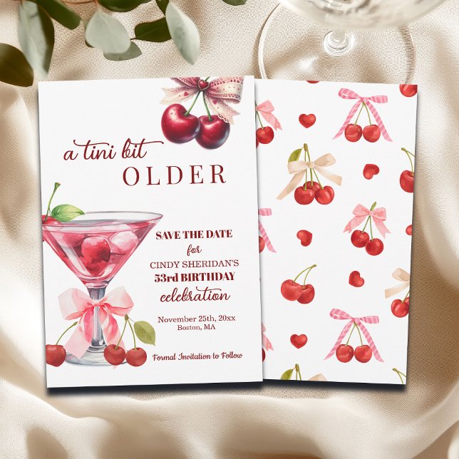 Save The Date Chic Un Peu Plus Vieux Cherry Martini 53e Annivers (Créateur téléchargé)