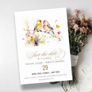 Save The Date Chic Wild Botanical Aquarelle Inséparables Mariage