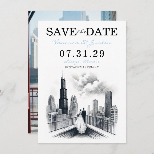 Save The Date Chicago Couple (Devant / Derrière)