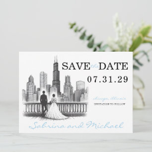 Save The Date Chicago Couple