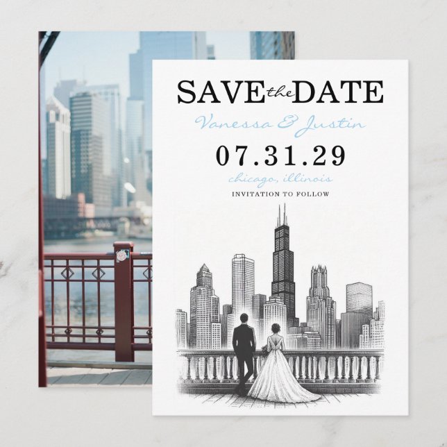 Save The Date Chicago Couple (Devant / Derrière)