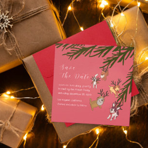 Save The Date Chiens de rennes enjoués Illustration de Noël