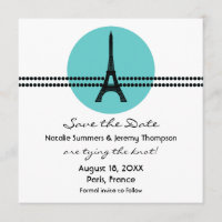 Chiffres parisiens sauvez la date Invitation, Aqua