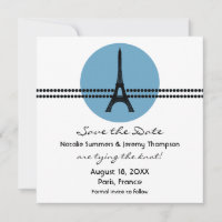 Chiffres parisiens Sauvez la date Invitation, Bleu
