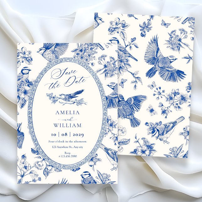 Save The Date Chinoiserie botanique floral oiseau  (Créateur téléchargé)