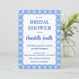 Save The Date Chinoiserie d'antiquité de couleur bleue et blanch