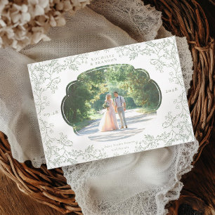 Save The Date Chinoiserie romantique Sage vert photo