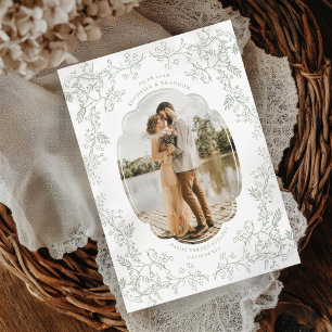 Save The Date Chinoiserie romantique Sage vert photo