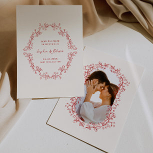 Save The Date Chinoiserie Vintage russe Crimson Mariage rouge