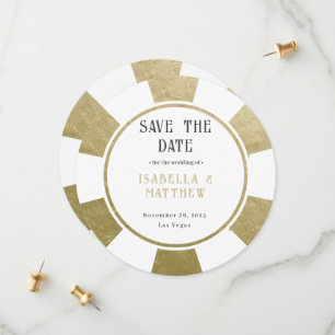Save The Date Chip Gold Poker de mariage de destination
