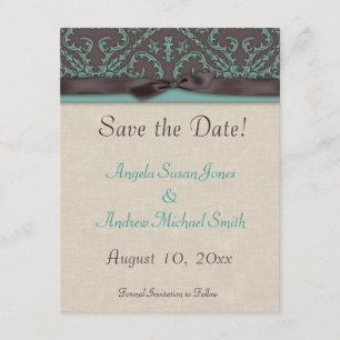 Save The Date Chocolat Brown Turquoise Enregistrer la date